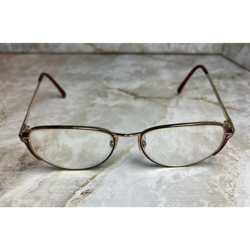Laura Ashley Eyeglasses Claret Gold Tone Floral 52-16-135 FOR FRAMES ONLY